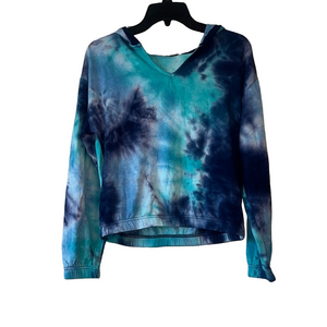 Paper Tee Blue and Teal tye dye hoodie sweatshirt